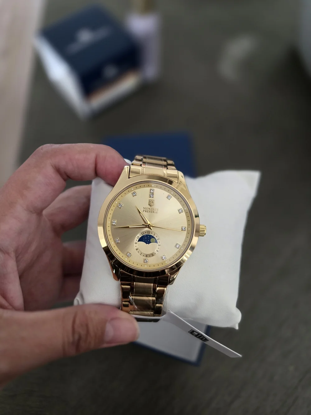 Invicta Collab Montres Prestige Gold Tone Moonphase with Crystal Markers